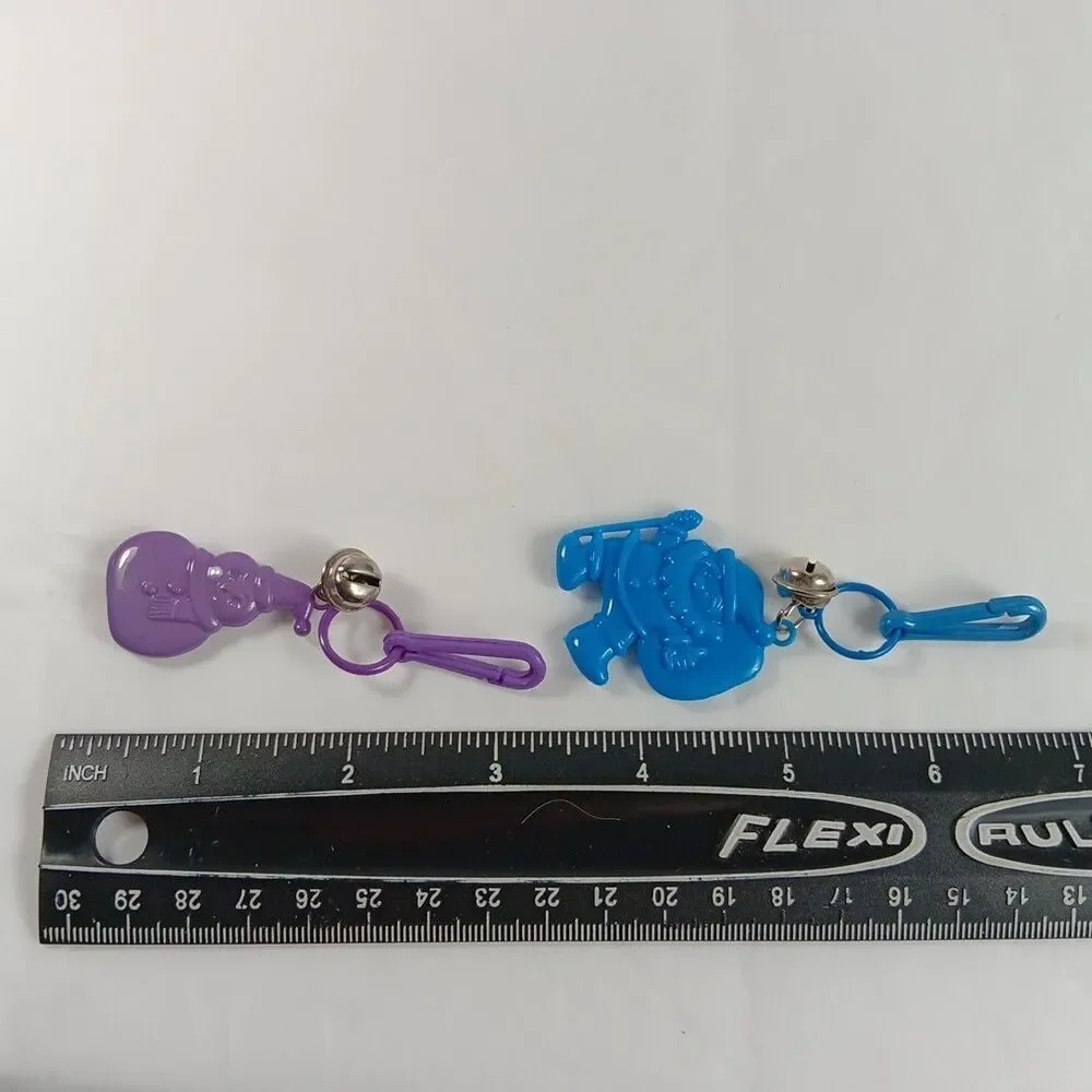 1980s Bell Charms Santa Snowman Purple Blue Lot Loose Played With Toys